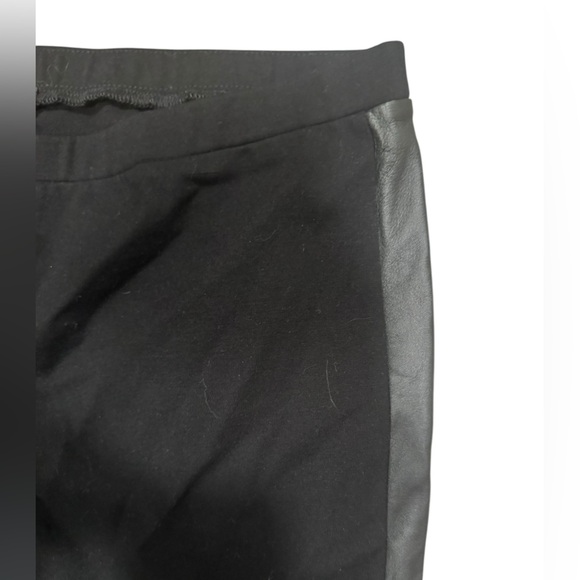 EILEEN FISHER Black Tencel Ponte Pants Leather Stripe W/Slits - Picture 4 of 5